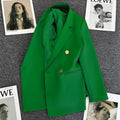 Blazer Feminino Verde-Vibrante Estiloso – Novo Modelo Estilo Coreano (Primavera/Outono 2026) – Tendência de Influenciadoras