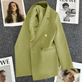 Blazer Feminino Verde-Vibrante Estiloso – Novo Modelo Estilo Coreano (Primavera/Outono 2026) – Tendência de Influenciadoras