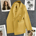 Blazer Feminino Verde-Vibrante Estiloso – Novo Modelo Estilo Coreano (Primavera/Outono 2026) – Tendência de Influenciadoras