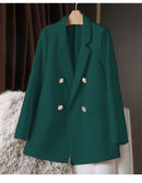 Blazer Feminino Verde-Vibrante Estiloso – Novo Modelo Estilo Coreano (Primavera/Outono 2026) – Tendência de Influenciadoras