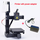 Impressora 3D EasyThreed de nível de entrada, compatível com filamentos PLA e TPU de 1,75 mm; inclui adaptador de energia.